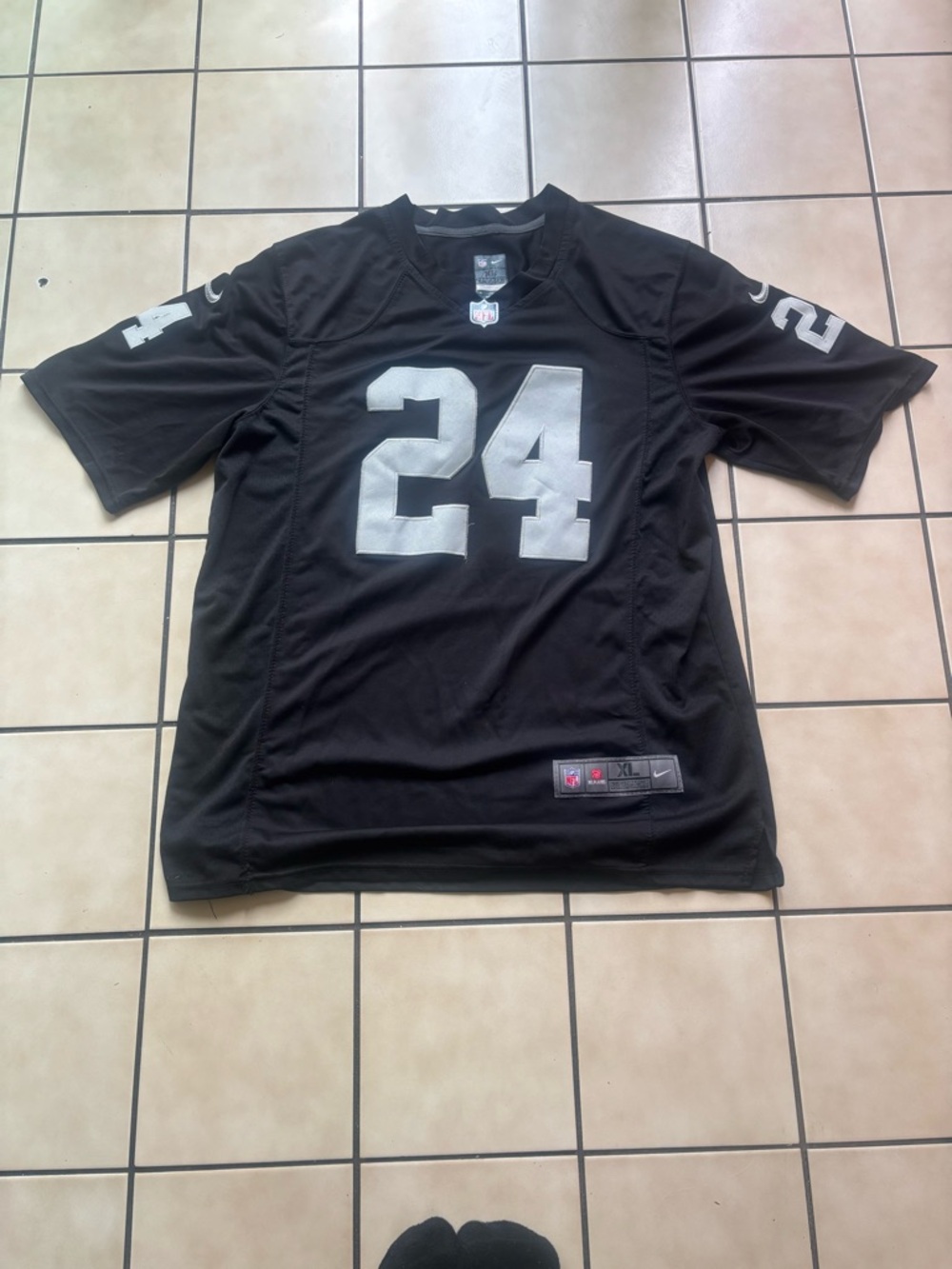 Marshawn Lynch NFL Black Jersey with White #24 - Team Style